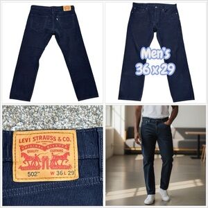 Mens 502 Levi’s 36 x 29 Pants Jeans Corduroy Navy Blue Denim Straight Stretch